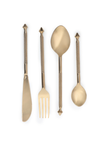 Luxury Brass Gold Serving Utensils Handcrafted Twisted Rope Handle Serving <b>Spoon</b> <b>Fork</b> <b>Set</b> Wholesale - Product Image 4