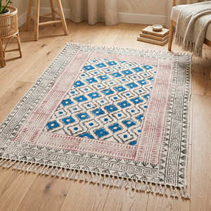 Tapis de salon en coton tissé à la main imprimé mandala 120 × 180 cm pour l'espace de méditation et de yoga bohème - Product Image 5