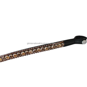 สายคาดหน้าผากม้าหนังแท้ 100% รูปทรงคลื่น ประดับคริสตัล 3 แถว สำหรับม้า - Product Image 6