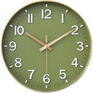 Orologio da Parete 3D Moderno da 8 Pollici Verde e Oro, Silenzioso Senza Ticchettio, a Batteria per Cucina, Camera da Letto, Soggiorno - Product Image 1