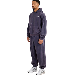 Mens Loose Pullover Hoodie with Kangaroo Pocket and Elastic Cuff Jogger Trousers <b>Two</b> <b>Piece</b> Tracksuit Drawstring Waist <b>Lounge</b> <b>Set</b> - Product Image 5