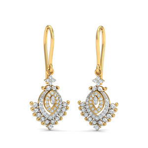 Classic 18K Gold Plated Diamond Drop <b>Earrings</b> Flower Pattern Women's <b>Wedding</b> Jewelry - Product Image 1