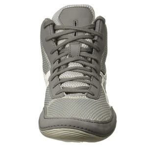 Chaussures de boxe en mesh respirantes à lacets gris, chaussures d'entraînement à tige haute - Product Image 1