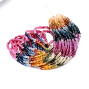 Perles Rondelles Multicolores en Saphir Naturel Facettées AAA 3-4mm, Fil de Pierres Précieuses de 16 Pouces, Fournisseur en Gros pour la Fabrication de Bijoux - Product Image 4