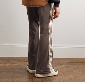 Men's Brown Casual Flare Pants Elastic Waist Side Stripes Casual Breathable Autumn Wear <b>Light</b> Weight Spandex Polyester <b>Trousers</b> - Product Image 3