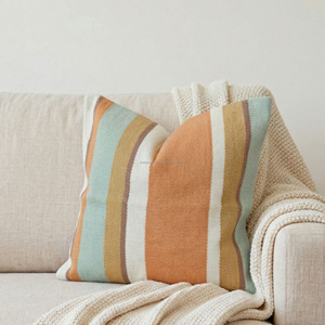 Housse de coussin lombaire tissée à la main, beige naturel, 30 × 50 cm, à rayures horizontales, coussin décoratif - Product Image 4