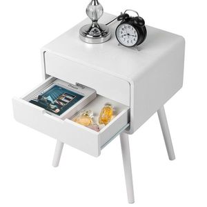 Comodino in Legno Massello con Cassetto e Gambe, Elegante Tavolino Laterale per Soggiorno e Camera da Letto, Ideale come Mobiletto per la Casa - Product Image 4