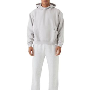 Sudadera con capucha personalizada para hombre con estampado 100% algodón polar poliéster Boxy Fit hombro caído longitud corta gris en caja para invierno - Product Image 1