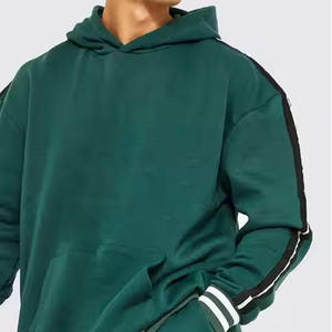 Survêtement à capuche vert foncé pour homme, manches longues, couleur unie, décontracté, respirant, en coton, coupe ample - Product Image 2