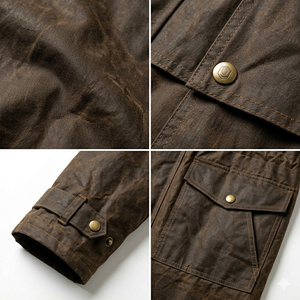 Manteau long imperméable pour homme avec col montant et plusieurs poches, en toile - Product Image 6