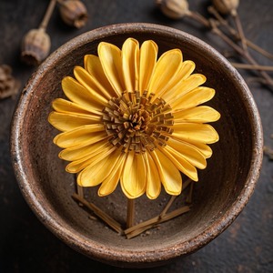 Yellow sunflower Style Sola Flower for <b>Reed</b> <b>Diffuser</b> Sustainable Craft Handmade 8-8.5cm Rattan <b>Stick</b> Home - Product Image 5