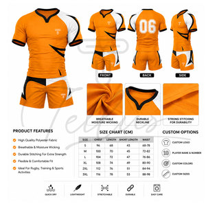 High Quality Rugby Uniform in Low Price Breathable Quick Dry Custom Logo Short Sleeves Sublimation Rugby Uniform - Product Image 3