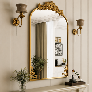 Luxury <b>Gold</b> Arched Wall <b>Mirror</b> Ornate Baroque Frame Decorative Home Decor <b>Mirror</b> For Living Room Wall Styling - Product Image 2