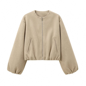 Blouson Bomber Femme Hiver Nouveau Modèle Polyvalent Doux avec Fermeture Éclair Respirant & Coupe-Vent Rembourré Coton Teint Uni - Product Image 1