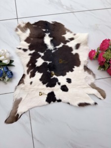 Western Cowhide Leather Area Rugs <b>Dark</b> Brown White Rugs for Modern Living <b>Room</b> Scandinavian Boho Decor 100 % Natural Cowhide - Product Image 4