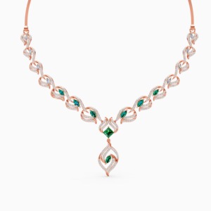 Collar de diamantes cultivados en laboratorio Forever Curve con diamantes de 3.58 quilates y piedras preciosas en oro amarillo de 9 quilates, oro blanco y oro rosa - Product Image 1