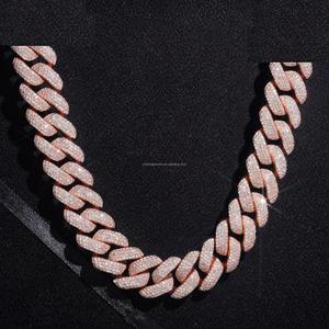 Rose Gold Iced Out Cuban Link Chain <b>Necklace</b> Sterling Silver Prong Set VVS1 Moissanite Hip Hop Luxury <b>Statement</b> Piece - Product Image 5