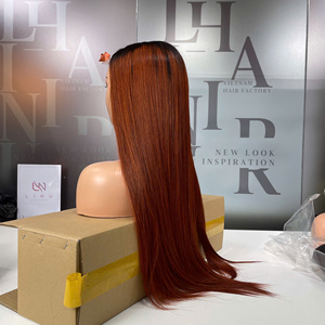 Prix fournisseur 100% perruque humaine vietnamienne vierge à lacets droite couleur bronze extensions de cheveux super doublement étirées - Product Image 5