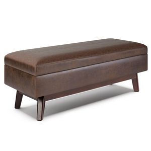 Owen Pouf Contenitore Rettangolare Marrone Castagna Effetto Invecchiato - Product Image 1