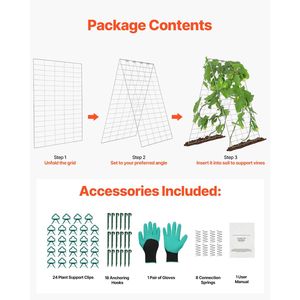 Set di tralicci da giardino pieghevoli in metallo da 1,2 m per piante rampicanti, include clip per piante e traliccio per cetrioli, letto rialzato 89 x 140 cm - Product Image 6