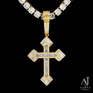 Colgante de Cruz de Moissanita Cristiana de Plata de Ley 925, Chapado en Oro Rosa/Oro, Collar con Dije Estilo Hip Hop, Joyería Unisex para Fiesta - Product Image 6