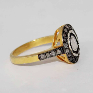 Anillo de Plata de Ley 925 con Engaste Clásico y Diamante Polki Natural, Joyería para Bodas y Aniversarios, Venta al por Mayor para Mujeres - Product Image 6
