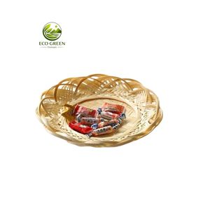 Natural Handmade Round Bamboo Tray Round Woven <b>Basket</b> Plate for Dining <b>Table</b> Decor and Food Presentation - Product Image 6
