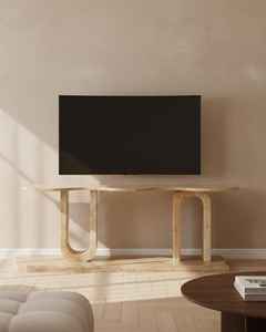 Table d'entrée en marbre travertin fait main, meuble de luxe pour la maison, décoration moderne et élégante, table de couloir - Product Image 1