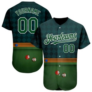 Maillot de baseball personnalisé Yourteams en Spandex/Coton, imprimé végétal 3D, vert 00, unisexe adulte, manches courtes, col en V, boutons sur le devant, séchage rapide - Product Image 1