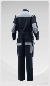 Overol de Trabajo Unisex Azul Marino de Algodón con Paneles Grises, Múltiples Bolsillos, Personalizable, con Detección de Agujas, para Uso Industrial - Product Image 5
