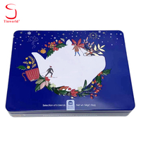 Boîte en fer blanc rectangulaire personnalisée avec impression et gaufrage pour chocolat, biscuits, bonbons, thé