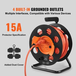 Avvolgicavo Portatile da 30 Metri con 4 Prese, Copertura Antipolvere, Cavo di Alimentazione Resistente 12AWG SJTOW, Lunghezza Cavo 20M, 20A, Terminale AU - per HA - Product Image 2