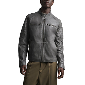 Men's Vintage Fashion Leather <b>Jacket</b> Bomber Motorcycle Rider Casual Outerwear Genuine Leather Manufacturer - Product Image 1