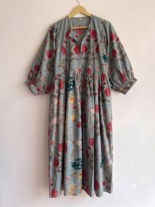 Handmade Indian Cotton One-piece <b>Kaftan</b> Dress Lightweight Quick Dry <b>Beach</b> Cover up Boho Summer Plus Size Tropical Print - Product Image 1