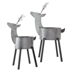 Handmade Modern Design <b>Christmas</b> Tree Reindeer Ornament Prime Quality Metal Sculpture with Wooden Base for Hotel <b>Christmas</b> Decor - Product Image 2