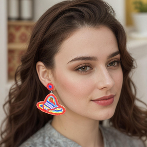Pendientes de Mariposa Bohemios Hechos a Mano con Cuentas de Arroz y Estilo Vaquero Occidental Vintage para Regalo 2025 BY MULTI CRAFT - Product Image 3