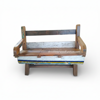 Canapé DIVADI en bois de bateau récupéré, deux places, durable, artisanal, écologique, avec rangement dissimulé, style rustique, intérieur/extérieur, maison, hôtel
