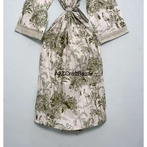 Bata Kimono Ecológica 100% Algodón Lavable con Cuello en V y Cordón Ajustable, Estampado Floral, Mangas Tres Cuartos, Secado Rápido y Transpirable para Mujer - Product Image 6