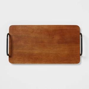 Plateau de rangement et de service rectangulaire long avec poignées surélevées, élégant centre de table pour recevoir, comptoir de cuisine et décoration intérieure - Product Image 6