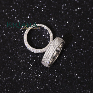 Bagues unisexes en argent 925 et platine avec diamants ronds taille brillant, couleur D, bijoux de mariage de luxe - Product Image 3