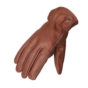 Gants d'hiver chauds et imperméables en cuir de mouton noir pour la conduite, unisexe, vente en gros - Product Image 2