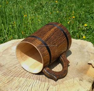 Chope à bière en bois | Tasses en bois brûlé faites à la main pour hommes pour le camping voyage en plein air gravé de Falak World Export - Product Image 5