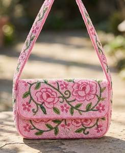 Sac de soirée élégant brodé et perlé pour femme, sac à bandoulière brodé floral perlé - Product Image 4