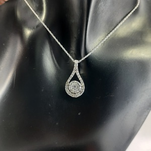 JEWELSPAARK Collier Pendentif Femme en Argent Sterling Plaqué Or, Diamant Naturel 0.86 Cttw, Grappe Halo, Sertissage à Griffes, Tendance, Mariage - Product Image 3