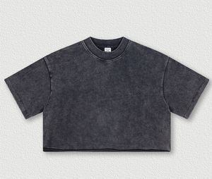 Camiseta Corta Vintage con Logotipo Personalizado, 100% Algodón, Lavado Ácido, Diseño de Calavera, para Hombre, Talla Grande, Secado Rápido y Transpirable - Product Image 3