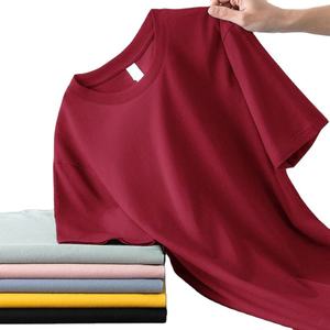 T-shirt pour homme 100 % coton à manches courtes, col rond, coupe classique, couleur unie, tricoté, teint uni, décontracté - Product Image 1