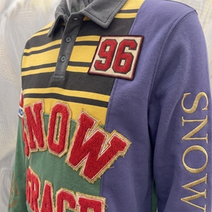 เสื้อแจ็คเก็ตแขนยาวสีสันตัดกัน Snowgrace ปักโลโก้ ปกคอพับ ทรงปกติ เสื้อผ้าสำหรับผู้ใหญ่แบบยูนิเซ็กส์ - Product Image 4
