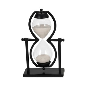Sablier en verre noir de qualité supérieure, élégant et décoratif, idéal pour table console, table basse et décoration intérieure, provenant d'Inde. - Product Image 1