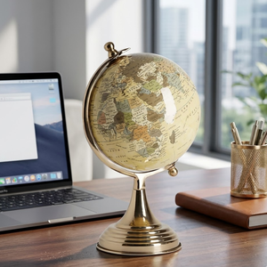 Globe terrestre de bureau exécutif haut de gamme avec support en aluminium | Globe terrestre éducatif avec carte détaillée pour bureau, table d'étude et décoration intérieure - Product Image 2