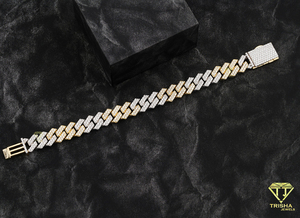 Luxury Two Tone Fishbone Link Moissanite <b>Bracelet</b> with VVS D Color Stones White and Yellow Gold Diamond Look Statement Jewelry - Product Image 4